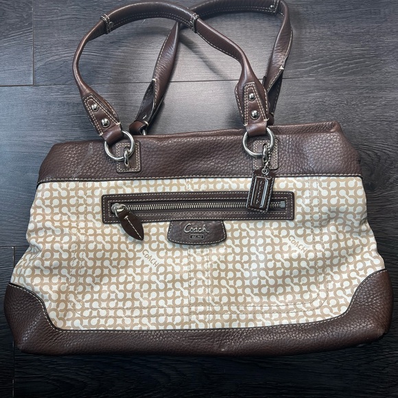 Coach Penelope Op Art Brown Coated Canvas Shoulder Bag - Picture 2 of 13